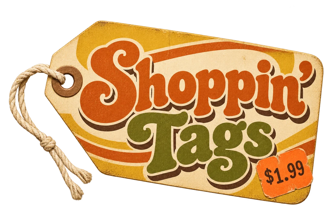 Shoppin’ Tags — vintage golden price tag logo